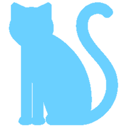 Purrsmart Logo. Blue cat icon on transparent background.