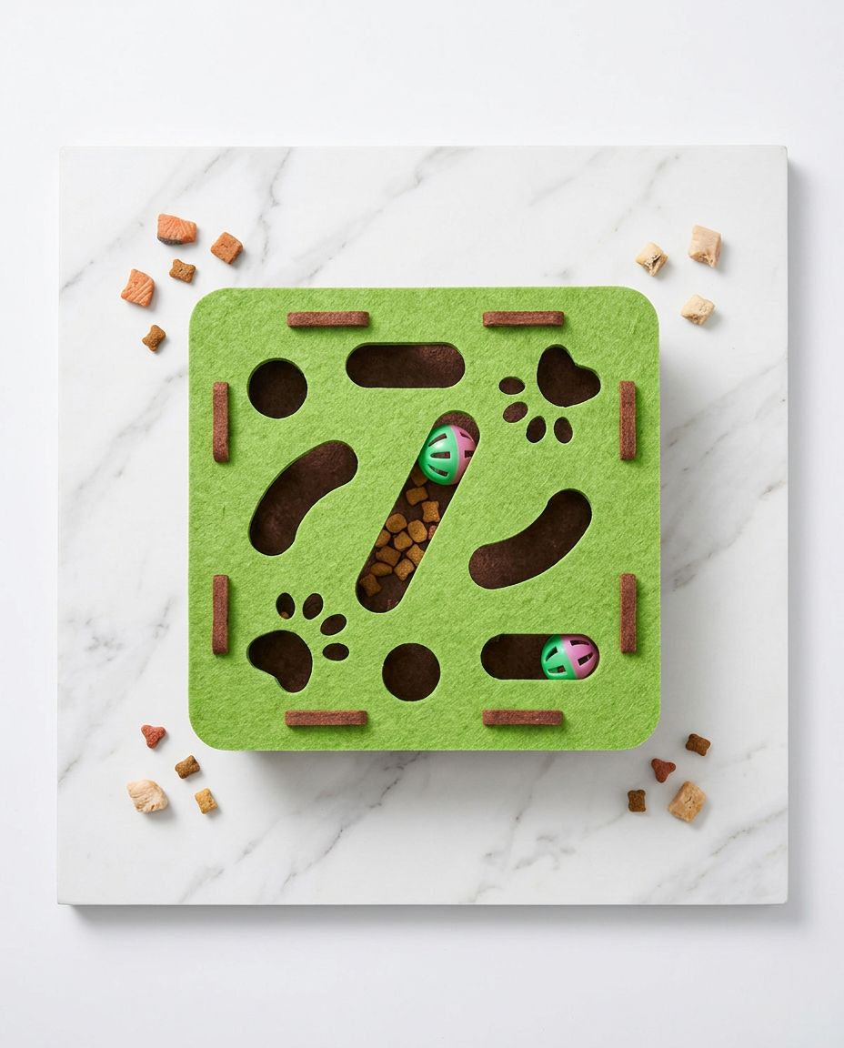 PurrSmart interactive felt cat enrichment box